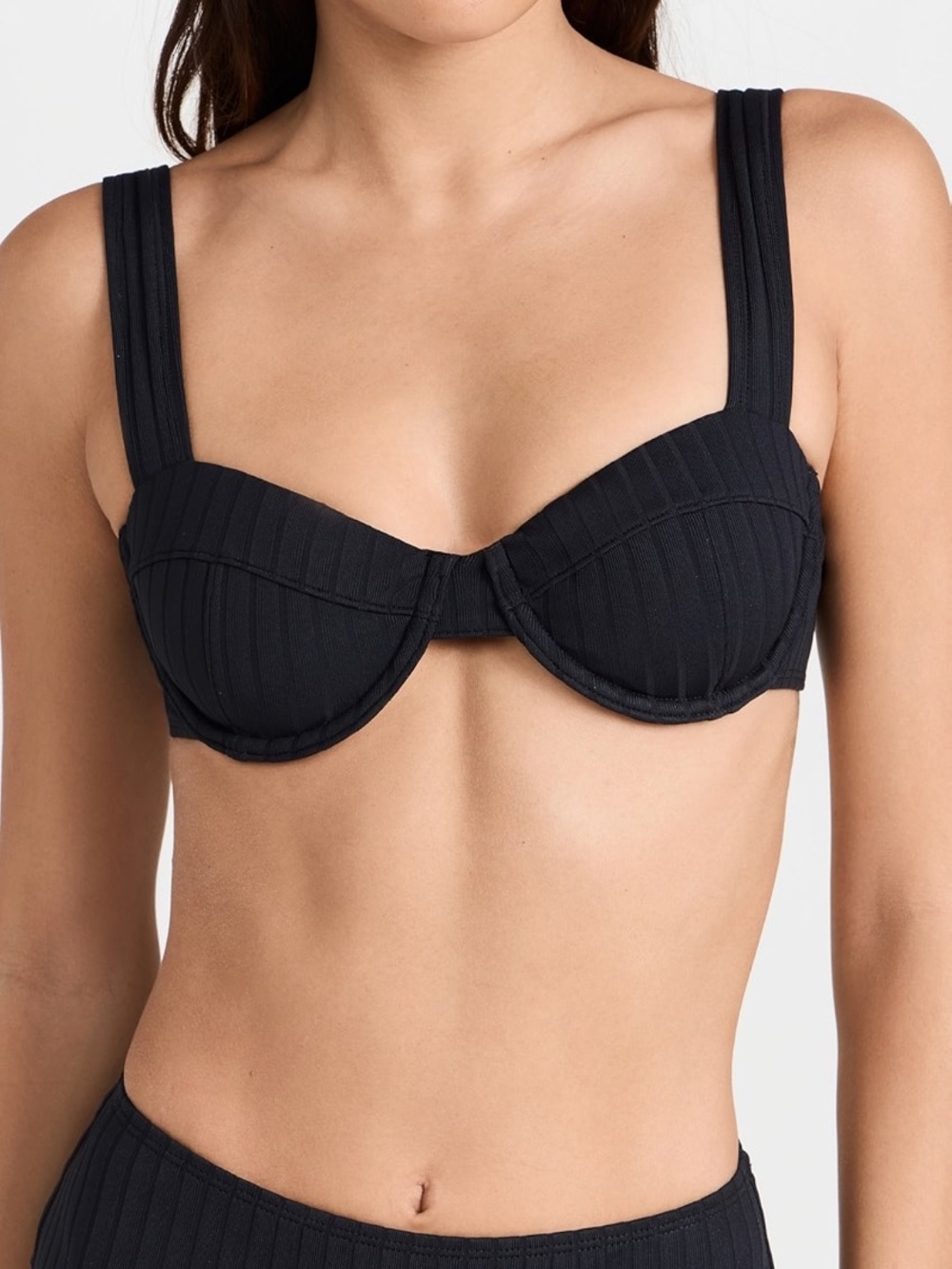 SOLID & STRIPED NWT Ribbed Black Bikini Top Lilo Noir XL